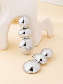 1 par de pendientes de moda para mujer, pendientes aro lisos de estilo bohemio con formas geométricas exageradas redondas y ovaladas, regalo de joyería adecuado para uso diario y vacaciones - Calabaza de plata - Ver 3