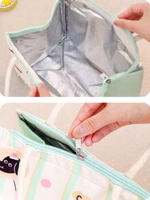 1pc Portable Insulated Lunch Bag, Waterproof Thermal Lunch Box, Bento Bag, Dinner Warmer Bag, Thickened Cute Lunch Fruit Bag, Essential For Women Travel, Waterproof Thermal Lunch Bag, Lunch Box, Lunch Tote, Insulated Bag, Large Capacity, Essential For Men Travel (Autumn/Winter) - Multicolor - View 7