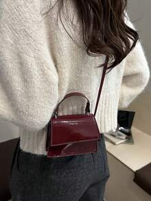 Fashionable Mini Handbag, Women's Chic Versatile Glossy Small Square Shoulder Bag