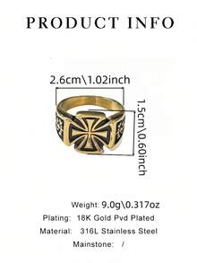 1 chiếc nhẫn thép không gỉ hình thánh giá Gothic cổ điển, một phụ kiện thể hiện phong cách punk retro, vừa trang trí vừa thiết thực dành cho nam giới. - Nhẫn nam Cross - Xem 2