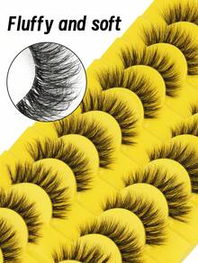 10 Pairs Of Natural-Style Mink False Eyelashes, Soft And Delicate Lashes That Are Curled And Flexible. Suitable For Daily Wear And Parties, These Lashes Create A Natural Look, Are Soft And Fluffy, And Can Be Reused. Perfect For Everyday Outings, Dates, Parties, And Festivals. - 自然纖長款 - 查看 3