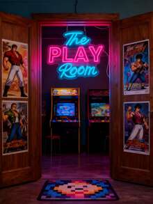 1 pieza Letrero de neón LED "Sala de juegos", con panel trasero de acrílico, alimentado por USB, luz decorativa de pared, adecuado para la sala de juegos - luz policromática - Ver 10