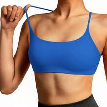 Top Gym Double Band Without Padding Thin Strap Zero Transparency Fashion Colors - azul real - Ver 3
