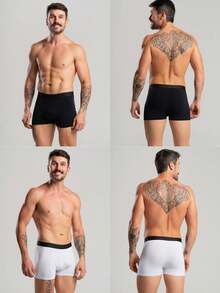 Set Of 6 Men's Boxer Briefs, Premium Cotton, Comfortable For Adults - Navy Blue - View 4