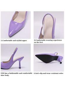 Sandalias de tacón de gatito de punta afilada para mujer - Morado Violeta - Ver 8