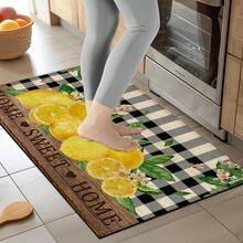 1 件柠檬图案印花地毯，仿羊毛垫 - 高吸水性，易于清洁，适用于家居装饰、农舍风格、玄关、室内、房间、厨房、餐厅、小型办公室/家庭办公室、水槽、洗衣房、门垫、厨房垫、防滑垫 - 彩色 - 查看 5
