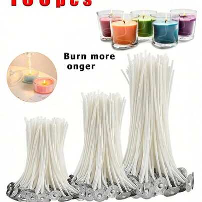 100 piezas de mechas de vela para hacer velas, mechas enceradas para hacer velas DIY, mechas de vela sin humo, adecuadas para la temporada de regreso a la escuela, el Día de San Valentín, el Ramadán