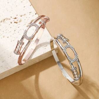 1 st dammode armband med dubbla rader och strass - nischdesign med exklusiv känsla - lämplig som present till par, vänner, vardagskläder, bröllop, fester, strandsemestrar, Thanksgiving, jul