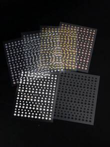 6 Farben 3D Metallic Sterne Nail Art Sticker Chrom-Effekt Fünfzackige Sterne Klebende Charms für Nägel Y2K Spiegel Nageldesign DIY Sterne Maniküre Dekoration - Verschiedenfarbig - Übersicht 7