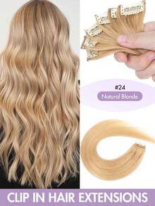 6片/套真人发接发片，带侧边挑染，无损伤假发，适合派对/日常佩戴，夹式接发片（1个夹子），自然无缝融合，质地柔顺，增加发量和长度，适合女性和女孩。 - 彩色 - 查看 23