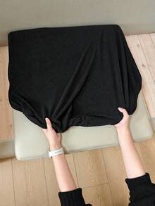 غطاء وسادة كنبة من نسيج جاكارد أحادي اللون، غطاء وسادة كنبة مرن من ألياف البوليستر قابل للإزالة والغسيل، مناسب لغرفة المعيشة وغرفة النوم - الأسود - مشاهدة 10