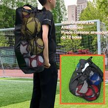 AdooAdii Bolsa de Pelota Bolsa de Red de Fútbol Bolsa Grande de Malla Deportiva para 12 Balones, Portátil Mochila Gimnasio Bolsa de Alenamiento para Piscine Playa Entrenador Equipo de Deportivo - albaricoque - Ver 2