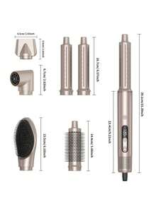 UKLISS 六合一多功能吹风梳（液晶显示屏）：干发造型（直发/卷发）——适合所有发质 - 香檳色 - 查看 2