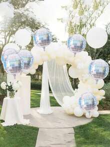 2/3/4pcs Rainbow Disco Ball Foil Balloons, Laser Silver, Blue And Pink 4D Balloons, 22 Inch Last Disco Single Party Decorations, Fashionable Birthday Party Supplies, 70s-80s Party Decor, Disco Theme, Christmas, Mother's Day, Graduation, Wedding - Multicolor - View 5