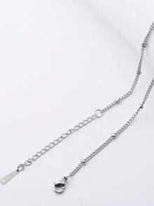 1 chiếc vòng cổ đơn bằng thép không gỉ không phai màu vàng, chống thấm nước, đeo hàng ngày tinh tế và nhiều lớp cho phụ nữ - Bạc - Xem 2