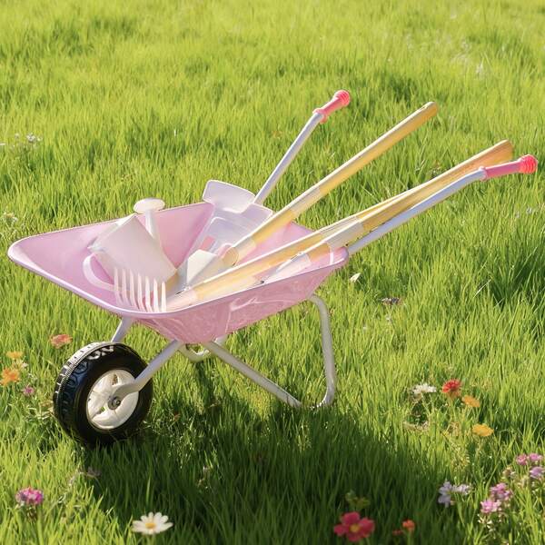  ROBUD Kids Gardening Set With Stroller – Outdoor Toy, Includes Tools, Watering Can, And Plant Tags, Suitable For Children Aged 3 And Up, Role-Playing
