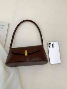 BEIKAMU Fashionable Retro PU Flap Handbag, Versatile Women's Shoulder Bag/Underarm Bag, Suitable For University, Commuting, Shopping, Strolling, Daily Use - Coffee - View 7