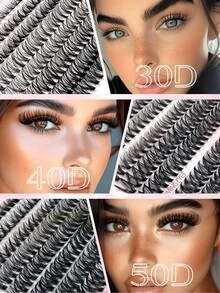 Asiteo 540/570/590/640 Pieces Cluster False Eyelashes, High Capacity, 30D+40D+50D D-Curl, 9-16mm Length, Natural & Thick, Lightweight & Soft, Reusable. This Eyelash Extension Kit Includes Makeup Tools And 2 Eyelash Brushes, Suitable For Beginners To Use At Home Or On The Go, Applicable For Daily Life, Weddings, Parties, Music Festivals, Mother's Day And Other Occasions. - D - 查看 2