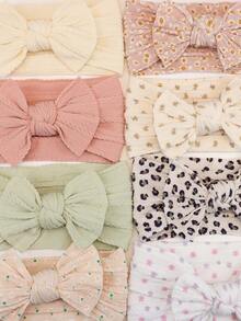 4 piezas Diademas para niña, Diademas con moño floral para recién nacidos, Aros elásticos para el cabello de niños, Accesorios para el cabello de niños, Regalos para bebés - Multicolor 4 piezas-A1 - Ver 8