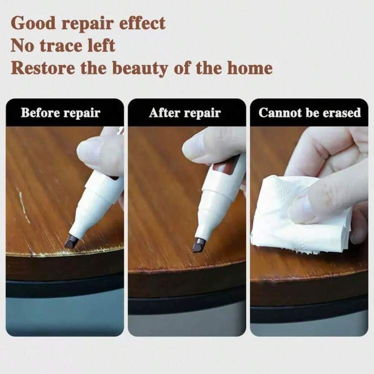 1支家具修补记号笔，适用于木制橱柜、地板修补和填充棒、划痕修补套装、修补漆笔、复合材料修补 - 彩色 - 查看 3