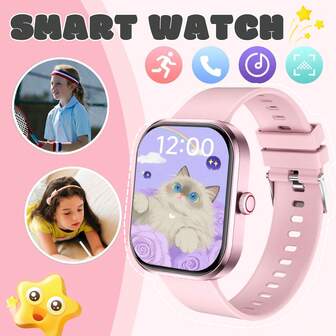 Çocuklar için Akıllı Saat, Erkek ve Kız Çocuklar İçin Uygun, Çoklu Spor Modları, Müzik Çalma Desteği, Çeşitli Sosyal Uygulama Mesaj Hatırlatıcıları, Düğme Tasarımı, Uzaktan Kamera ve Müzik Kontrolü, Düşük Güç Tüketimi, Ultra Uzun Pil Ömrü