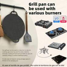 1piezas Sartén Redonda de Hierro Fundido, Gran Formato, Antiadherente, Diseñada para la Parrilla al Exterior y para Uso en Cocinas como las de Inducción, es Sumamente Fácil de Limpiar y Hecha para Durar, cuenta con un Mango que Facilita su Colgado y Ahorra Espacio al Guardarla, de Perfil Delgado y que Atrapa el Calor Rápidamente, Perfecta como Accesorio para Camping y Barbacoas, un Utensilio de Cocina Portátil y Multiusos para una Alimentación Más Sana en Casa o en un Día de Campo. - 38 centímetros - Ver 6