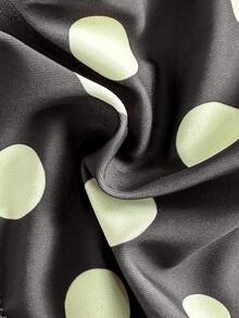 Sexy & Playful Blue & Yellow Polka Dot Bikini Set 2pcs - Bandeau Top With Purple Straps & Bow Detail + Low-Rise Brief | Beach Vacation Swimwear For Women - Yellow Polka Dots - View 8