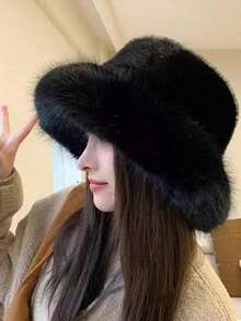 1pc Women's Thick Mixed Textured Casual Warm Bucket Hat For Daily Wear Winter Fall Vacation Outfits - Multicolor - View 1