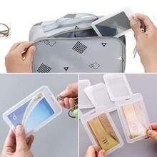 5/10个装透明翻盖卡套带挂绳，挂绳保护套，防丢塑料硬壳证件套 - 無色 - 查看 4