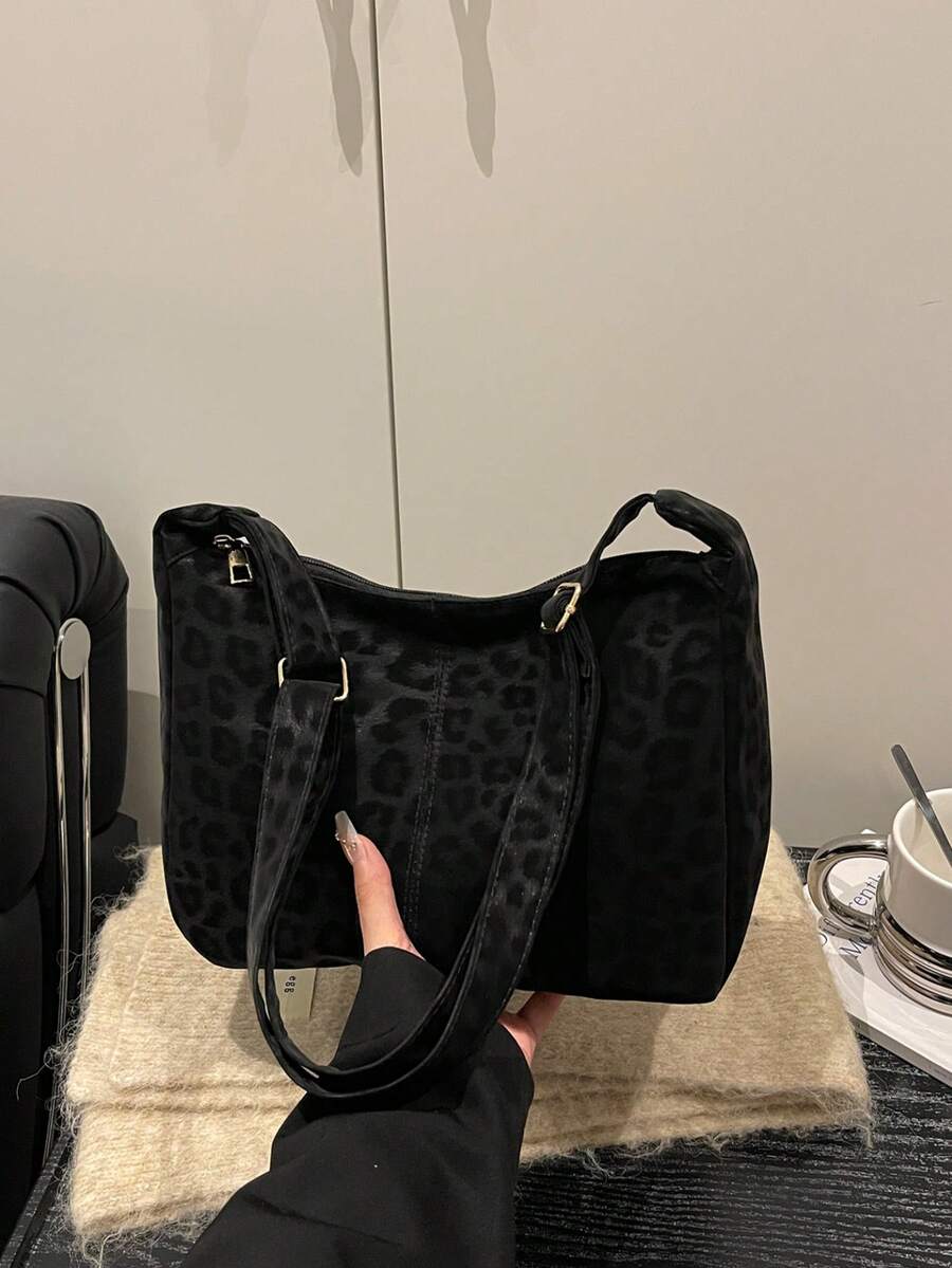 时尚大容量女士单肩手提包，设计 - 黑色 - 查看 1