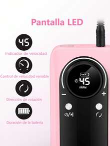 Pulidor Esmeril Drill Uñas Profesional Taladro 45000 Rpm - Rosa - Ver 5