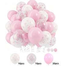 50 piezas de globos de 12 pulgadas con estampado de lazos en rosa y blanco transparente, decoraciones de globos lindos para fiesta de bautizo de bebé, fiesta de princesa, cumpleaños de niña, despedida de soltera, fiesta con tema de lazos, revelación de género, ducha nupcial, boda, Día de San Valentín, Día de la Madre, aniversario - Rosa - Ver 9