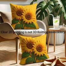 2pcs Sunflower Floral Pattern Pillow Covers, Soft & Comfortable Polyester Cushion Covers, 45X45cm, Zipper Closure, Machine Washable, Suitable For Home Decor, Sofa, Bedroom, Outdoor Decoration (Pillow Insert Not Included) - Multicolor - View 6
