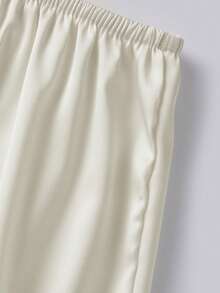 Women's Lace Trim Shorts Casual Loose Fit Stylish Elastic Mid Rise Shorts For Spring/Summer - Champagne - View 9