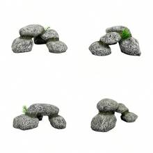 1pc Realistic Rock Design Aquarium Decor, Fish Tank Ornament, Resin Rock With Small Aquatic Plants, Suitable For Betta, Shrimp, Nano Fish Tanks, Simulated Rock Bridge And Cave For Fish And Shrimp Hiding Place, Aquarium Landscaping Decoration - A - View 8