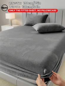 2/3pcs Solid Color Velvet Bedsheet Set, Includes Pillowcase(S), Soft & Breathable, Skin-Friendly, Anti-Pilling, Cute Home Textile, Fits Twin, Full, Queen, King Size Beds, Suitable For All Seasons - Dark Grey - View 17