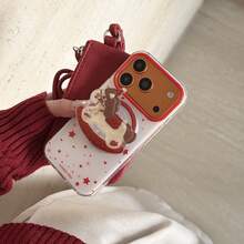 Funda de teléfono magnética con diseño de estrella y copo de nieve blanco y rojo, y soporte de teléfono magnético con capucha de pequeño caballo Yao Yao, compatible con iPhone Phone Cases/ 17 Pro/ 16/15 Pro Max/14/13 - Blanco - Ver 4