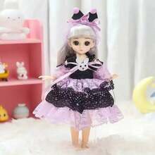 Muñeca BJD de 30cm para niña, Con música juguete para el cuerpo, muñeca Kawaii móvil de 15 articulaciones con ropa de moda, vestido de pelo suave, juguetes para niñas, muñeca de regalo de cumpleaños YD9G - Multicolor - Ver 3