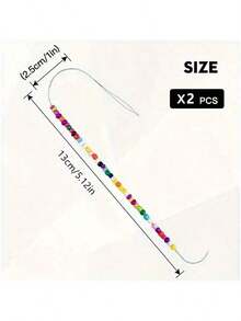 第三代 2支/4支装不锈钢大眼弯针，珠宝制作串珠针，适用于串珠旋转器，DIY串珠珠宝工具串珠旋转针