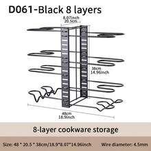 1set  8 Tier Pots And Pans Lid Organizer Rack Holder, Adjustable Pot Organizer Rack For Under Cabinet, Pot Rack For Kitchen Organization And Storage, Not Suitable For Small Pot - Black - View 6