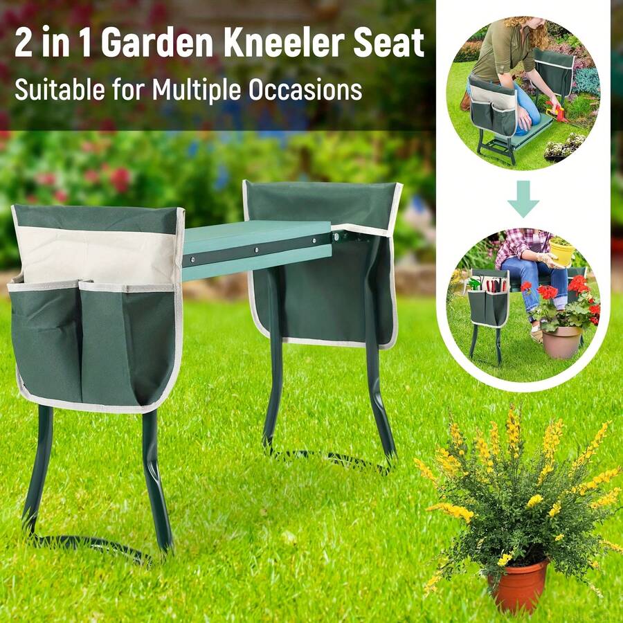 Garden Kneeler And Seat Heavy Duty, Upgraded Widened And Thickened Gardening Stools For Seniors, Foldable Gardening Bench Ergonomic Design, Effective Relief Of Knee And Back Pain, Gift For Gardeners