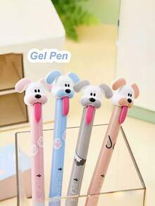 4pcs Cute Dog Tongue Pens, Creative Design, Smooth Writing, Practical Stationery, Suitable For Office/School Use - Multicolor - View 1