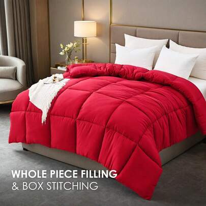 Yun Do White Goose Down Alternative Fiber Hotel Comforter Full Size - Four Seasons Fluffy Hotel Series Duvet, Medium Warmth Comforter For King Bed, 90" X 90", 120" X 120", 128" X 120" (White/Pink) Perfect Gift For Christmas And New Year