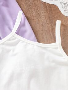 3pcs/Set Sweet & Gentle Breathable Waist Cinching Midi Dress Set For Girls 8-12 Years Old: Lavender Chiffon Dress With Peter Pan Collar, White Slip Dress, Detachable Belt, Flare Sleeves, Slim Fit Princess Dress Suit - Mauve Purple - View 9