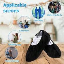 Fundas desechables para zapatos, paquete de 200 pares impermeables, fundas de zapatos negras ms gruesas, antideslizantes, para zapatos, hogar, pisos, alfombras interiores - inicial - Ver 6