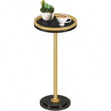 Small Round Side Table Drink Table Coffee Martini Table With Pedestal Accent For Small Spaces In Living Room Bedroom Sofa Couch Black And Gold DB168BZ01 - BlackGold - View 1