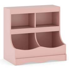 Lifezeal Toy Storage Organizer For Toys & Books 4-Cubby Kids Bookcase For Children's Room White/Pink/Gray - Pink - View 9