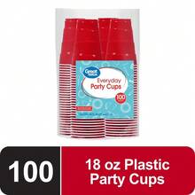 Disposable Plastic Party Cups Red 18 Ounce Bulk Pack Of 100 - 1 - View 2