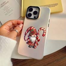 Estuche para teléfono con espejo con personaje de Jolly Santa, perfecto para la temporada navideña, compatible con  17,  16 Pro Max,  15 Pro Max,  13 y  12, fabricado con TPU duradero para protección contra golpes y caídas, brinda alegría festiva con su diseño encantador, un regalo encantador para familiares, amigos y seres queridos para celebraciones navideñas, cumpleaños o cualquier ocasión alegre - luna blanca - Ver 6
