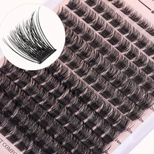 Cluster Lashes Individual Lashes Wide Stem 156 PCS D Curl 8-16mm Length DIY Eyelash Extension Individual Soft False For Personal Use At Home - 黑色 - 查看 5